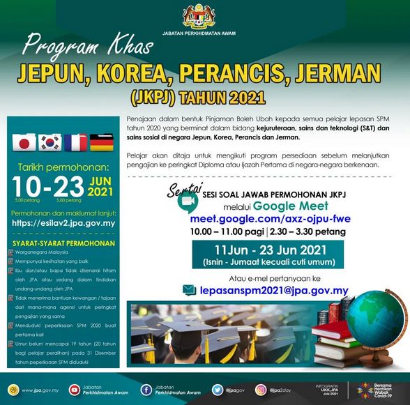 Permohonan Biasiswa JPA 2021 Online: Program Khas JKPJ