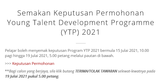 Semakan YTP MARA 2021